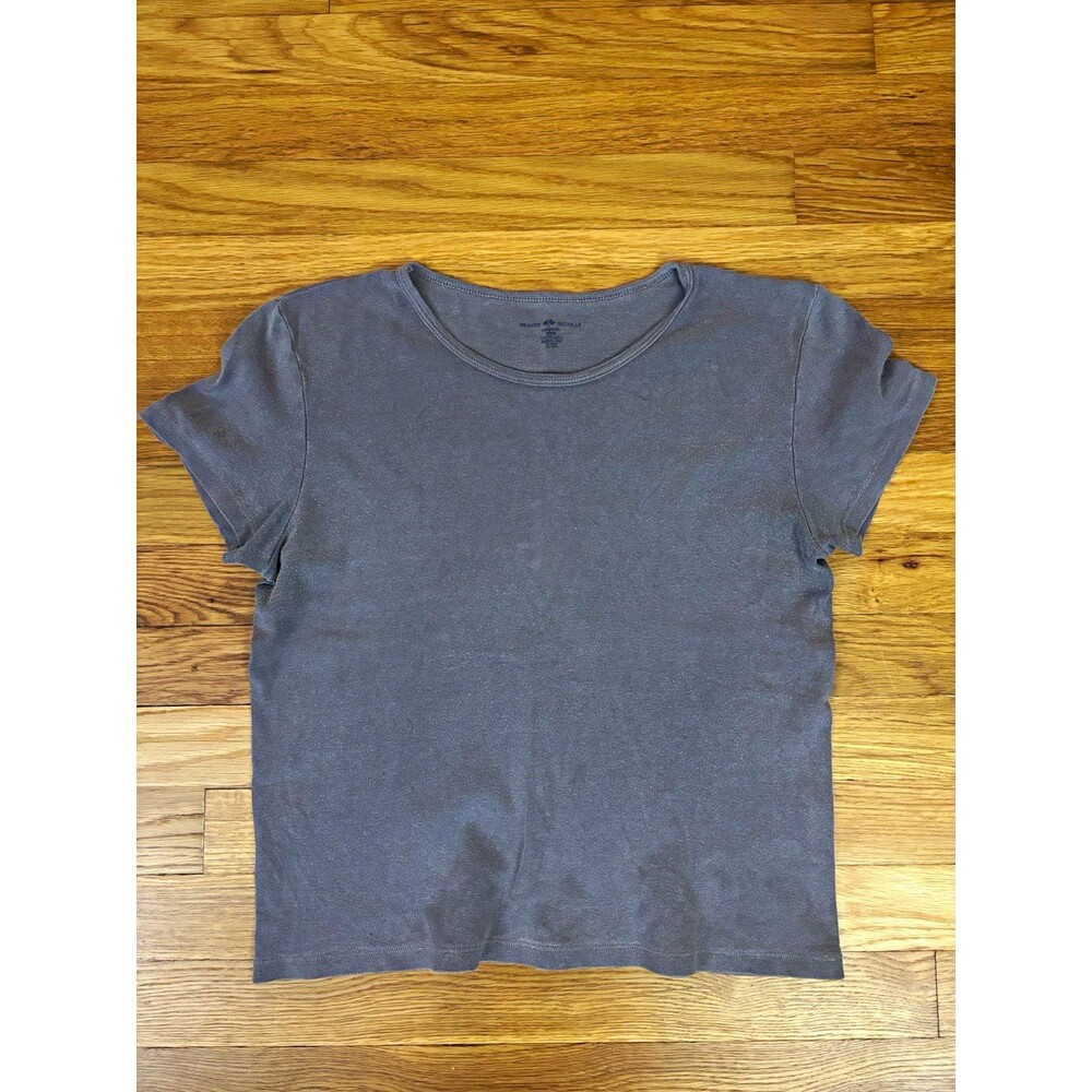 Brandy Melville Gray Solid Cotton Jersey Crew Neck Short Sleeve T-Shirt OS